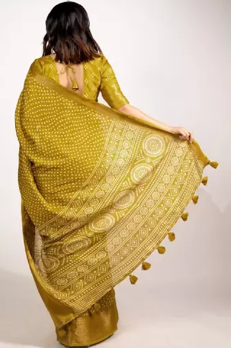 Bandhani zari silk cotton bandhani saree