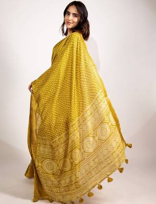 Bandhani zari silk cotton bandhani saree 3