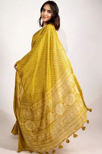 Bandhani zari silk cotton bandhani saree