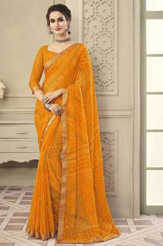 Bandhani zari pure chiffon bandhani saree