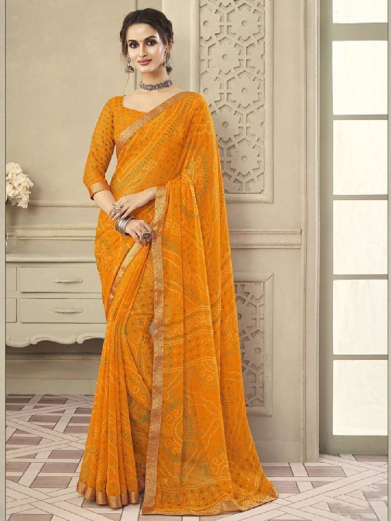Bandhani zari pure chiffon bandhani saree