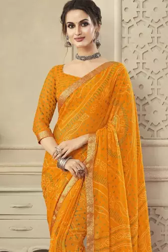 Bandhani zari pure chiffon bandhani saree