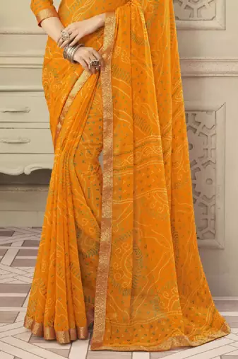 Bandhani zari pure chiffon bandhani saree