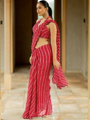 Red poly georgette sarees 2