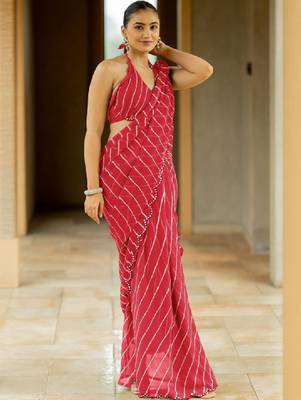 Red poly georgette sarees 4