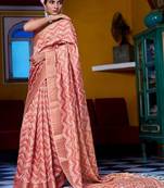 Woven design zari silk blend leheriya saree