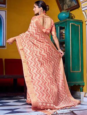 Woven design zari silk blend leheriya saree 2