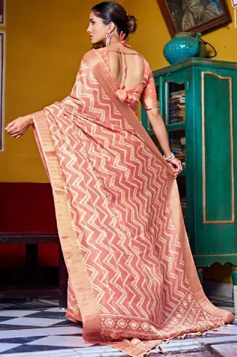 Woven design zari silk blend leheriya saree