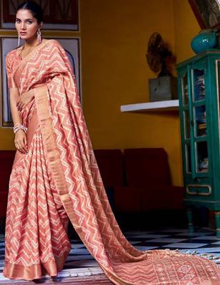 Woven design zari silk blend leheriya saree 3