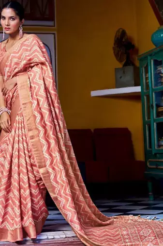 Woven design zari silk blend leheriya saree