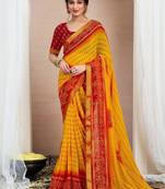 Bandhani zari pure chiffon bandhani saree