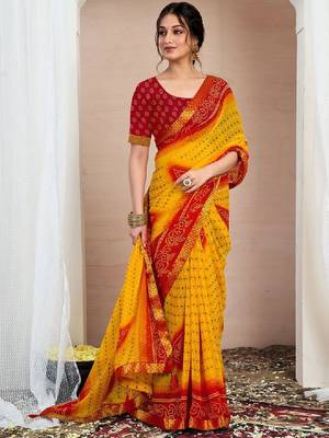 Bandhani zari pure chiffon bandhani saree 2
