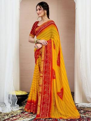 Bandhani zari pure chiffon bandhani saree 3