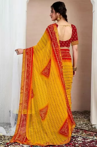 Bandhani zari pure chiffon bandhani saree