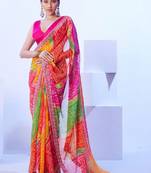 Bandhani embroidered pure georgette bandhani saree