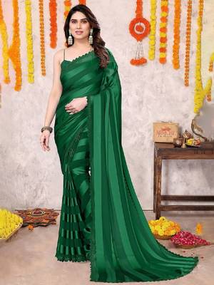 Striped beads and stones leheriya saree 2
