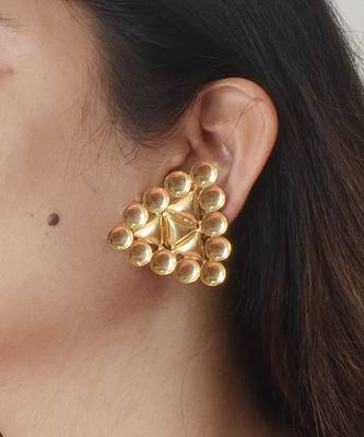 Gold plated triangle stud earrings 1