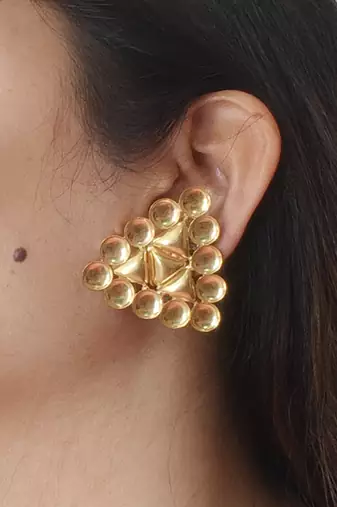 Gold plated triangle stud earrings