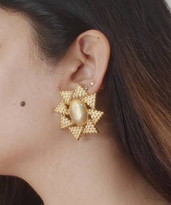 Gold plated illusion stud earrings 1