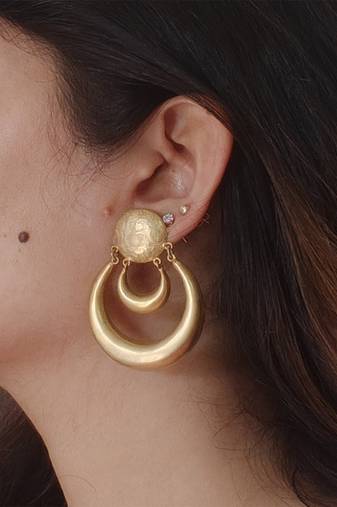 Gold plated layered chandbali earrings