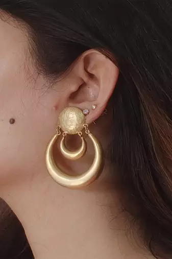 Gold plated layered chandbali earrings