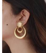 Gold plated layered chandbali earrings