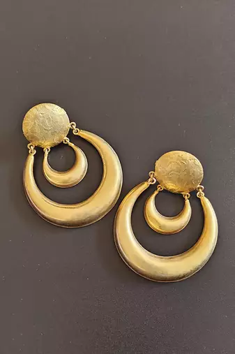 Gold plated layered chandbali earrings