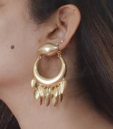 Gold plated leaf chandbali earrings