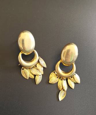 Gold plated chand leaf earrings 2