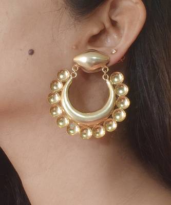 Gold plated chand dome earrings 1