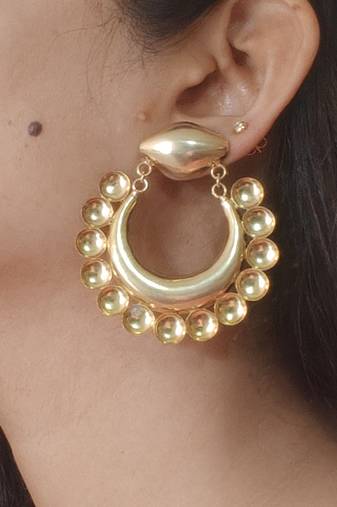 Gold plated chand dome earrings