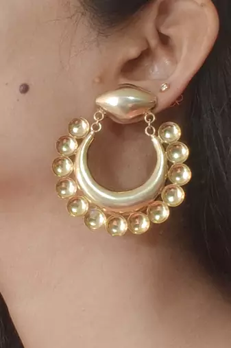 Gold plated chand dome earrings