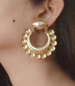 Gold plated chand dome earrings