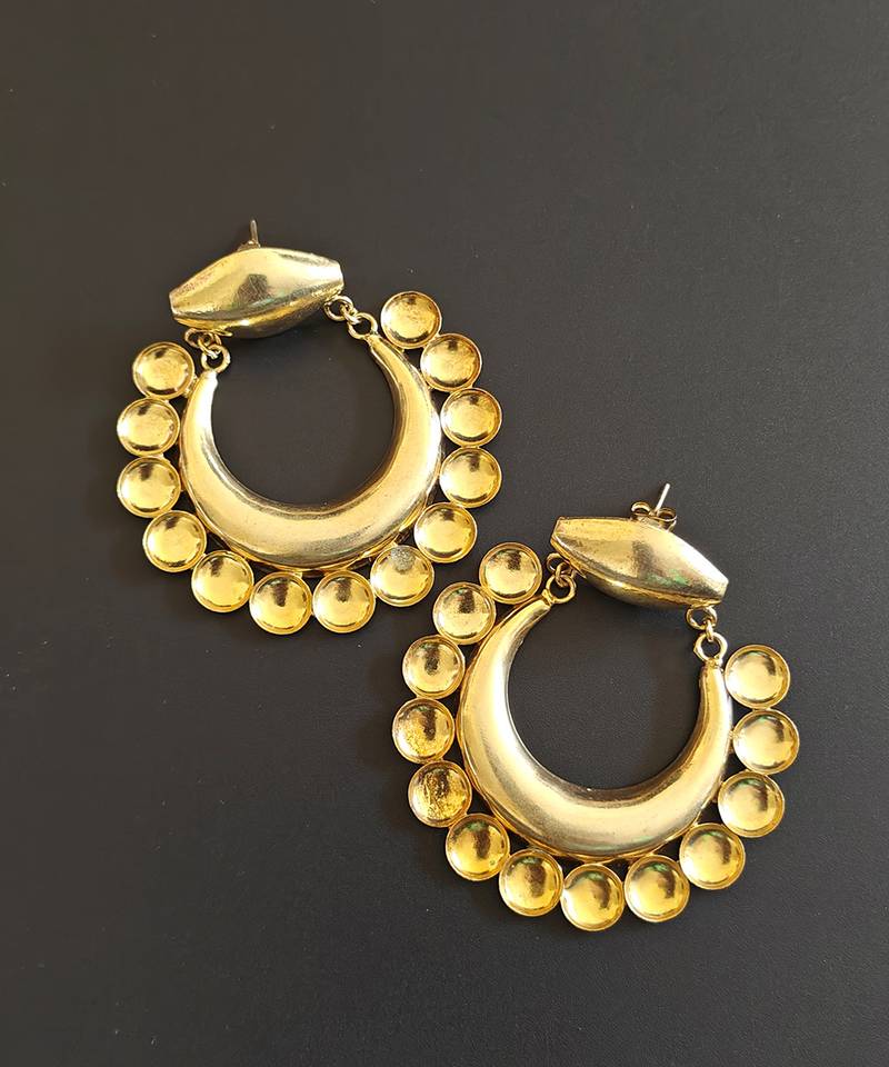 Gold plated chand dome earrings