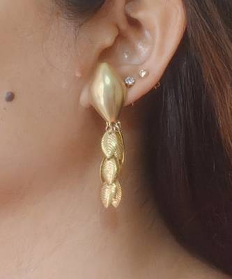 Gold plated leaf drop earrings 1