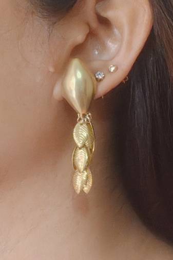 Gold plated leaf drop earrings