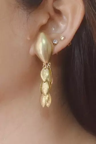 Gold plated leaf drop earrings