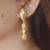 Gold plated leaf drop earrings