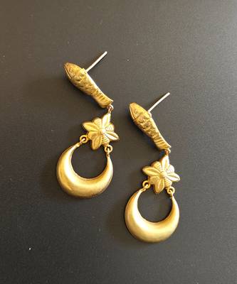 Gold plated fish danglers earrings 2