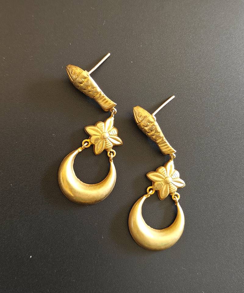 Gold plated fish danglers earrings
