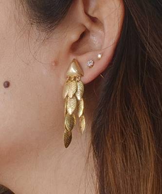 Gold plated triangle leaf earrings 1