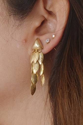 Gold plated triangle leaf earrings