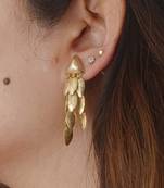 Gold plated triangle leaf earrings
