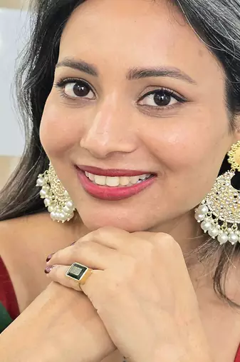 Gold plated chandbali earrings