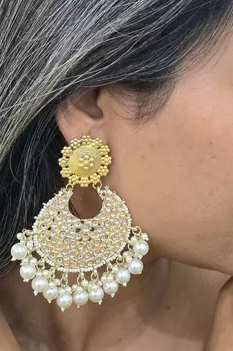 Gold plated chandbali earrings