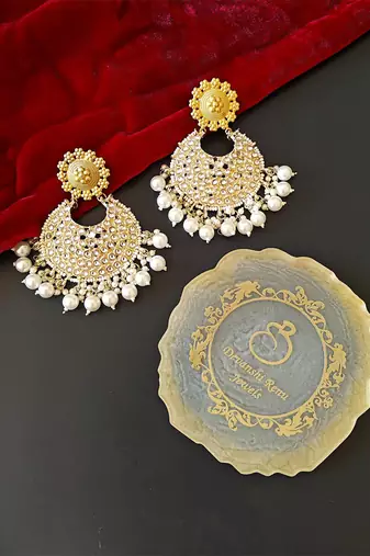 Gold plated chandbali earrings