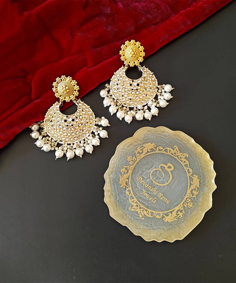Gold plated chandbali earrings