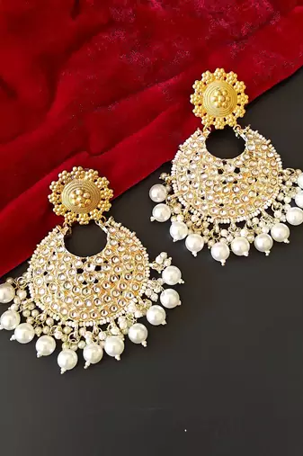 Gold plated chandbali earrings