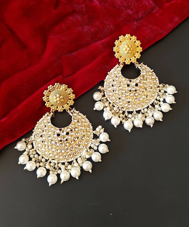 Gold plated chandbali earrings