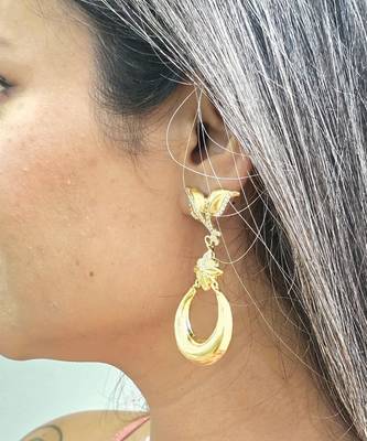 Gold plated flora fauna earrings 1